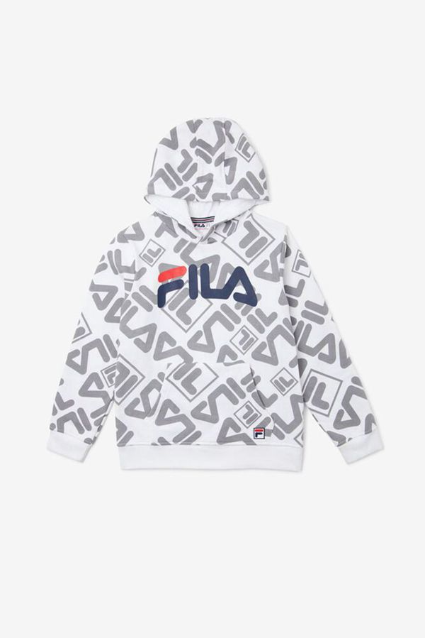 Blusa Moletom Capuz Fila Rapaz Branco - Fila Geometric Print Portugal Lojas,NXMI-47602